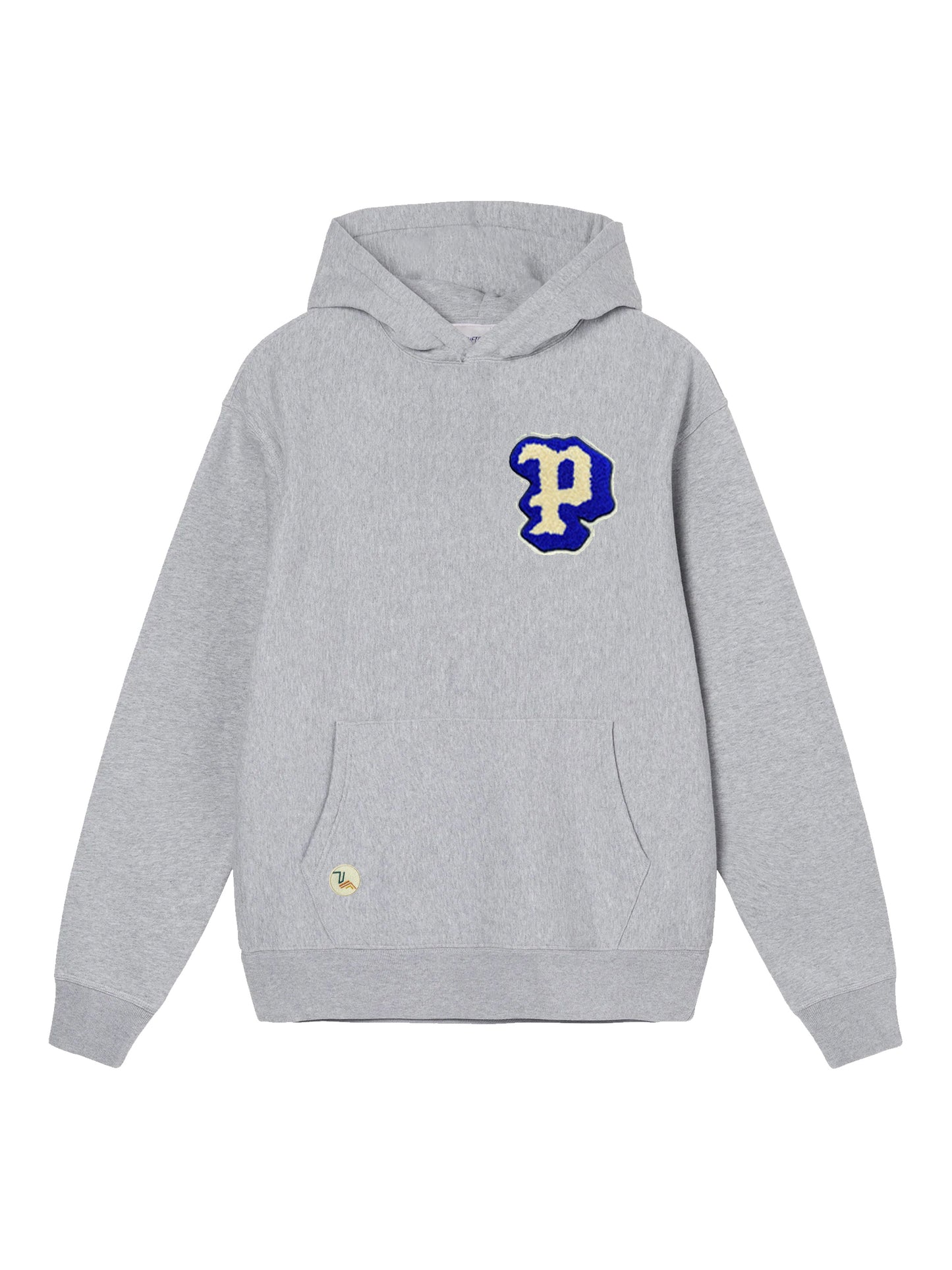 Chenille P Patch Hoodie in Heather Grey