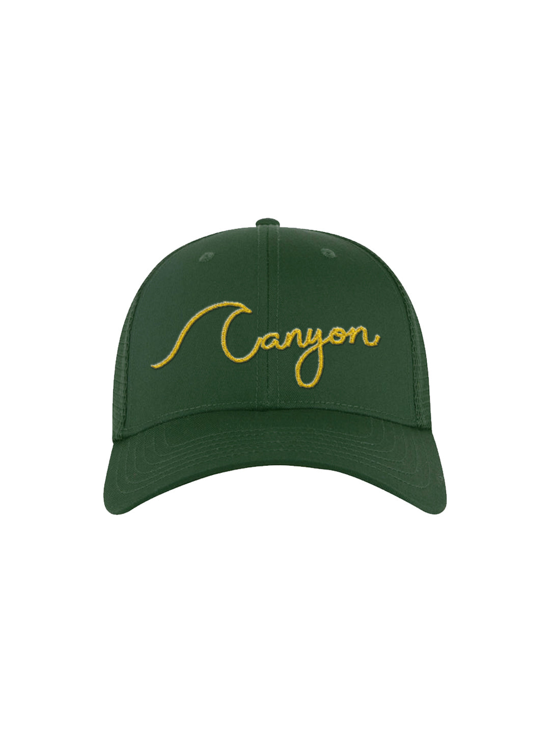 Canyon Puff Embroidered Wave Trucker in Green