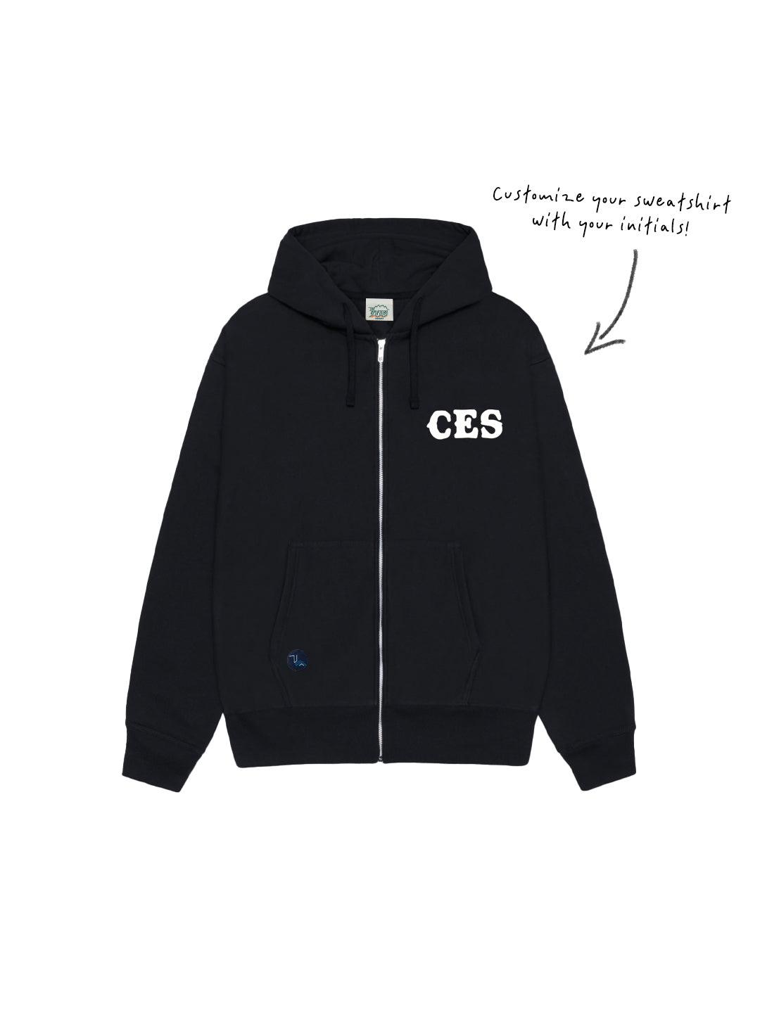 Canyon Smile Zip Hoodie in Black