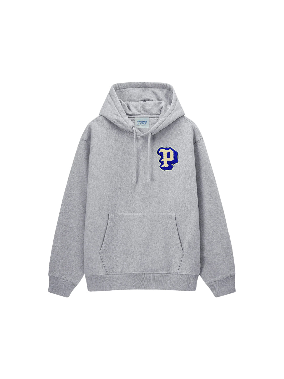 Chenille P Patch Hoodie in Heather Grey